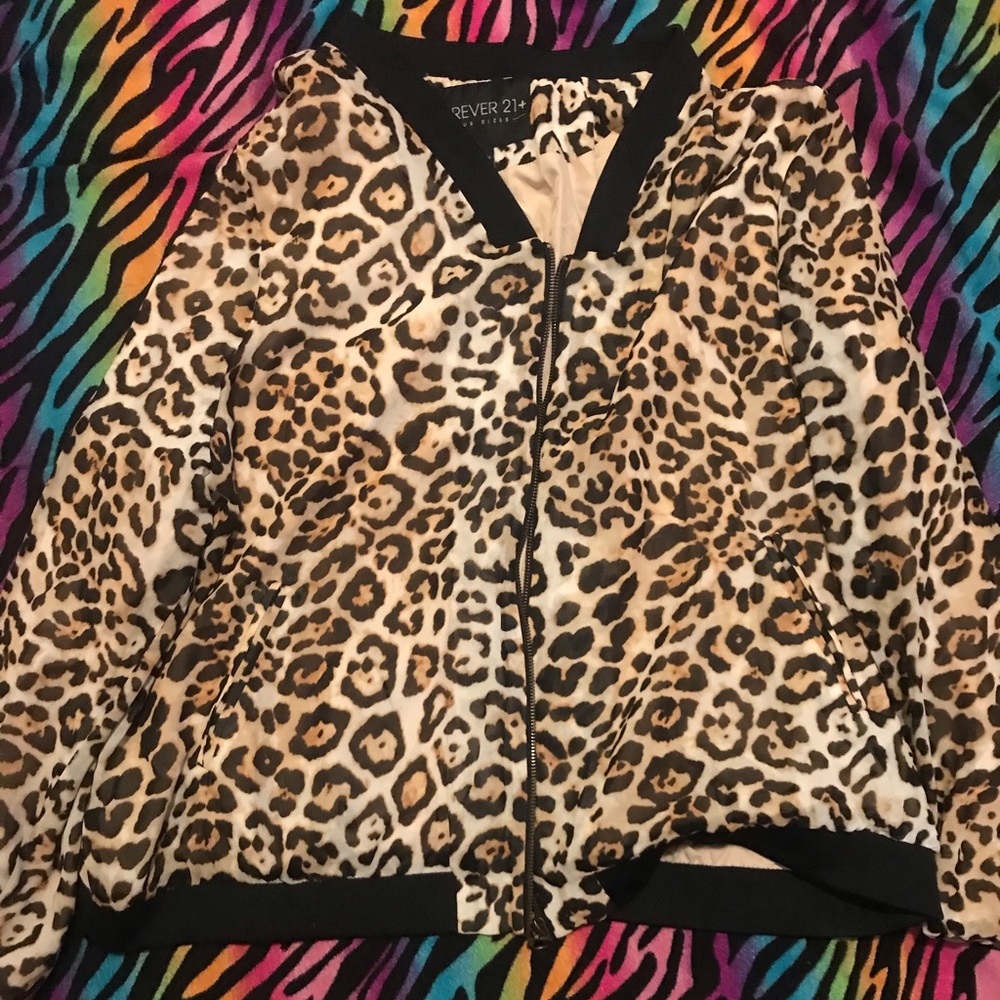 Forever 21 Cheetah Print Bomber Jacket
